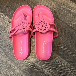 Circus NY Thong Sandals Strappy Slip On Hot Pink Summer Shoes Size 7‎
